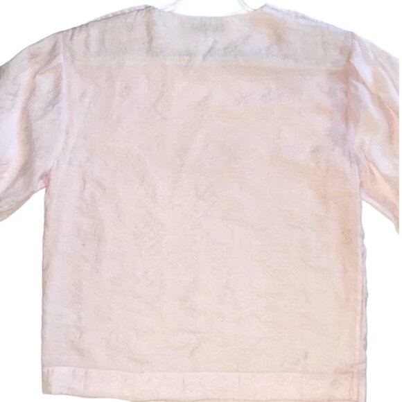 Rebecca Minkoff Pastel Pink Floral Jacquard Puff Sleeve Blouse XS Feminine Top - Picture 7 of 9